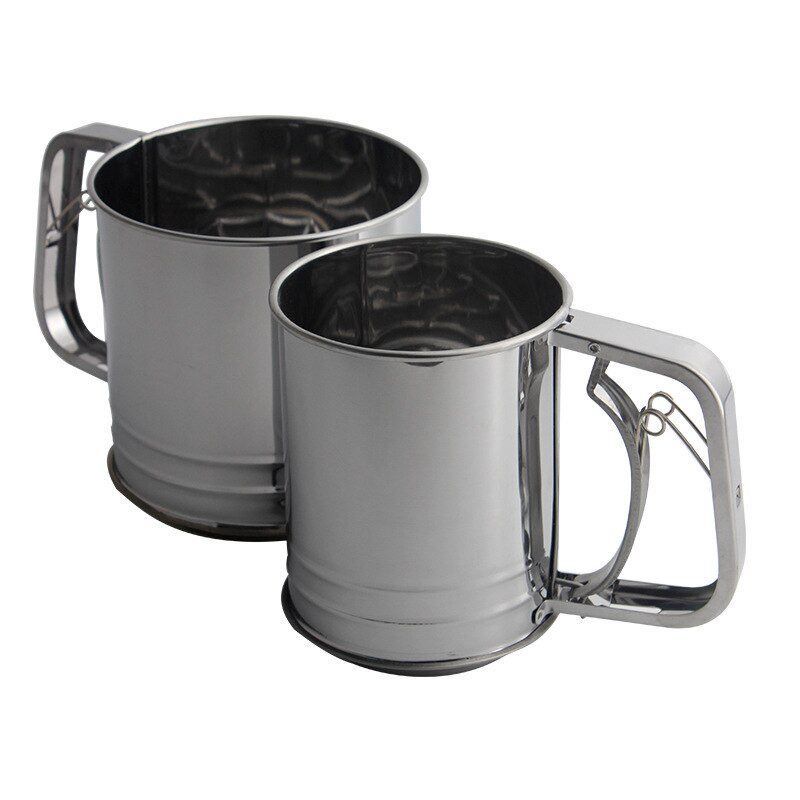 Stainless Steel Mesh Flour Sifter Mechanical Baking Icing Sugar Shaker Sieve Cup Shape Bakeware Baking Pastry Tools