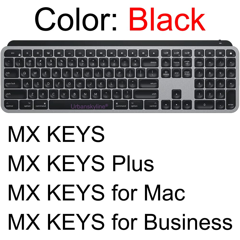 Mx keys tangentbordsfodral för logitech mx keys för mac plus business skyddsskydd hudfodral för logi master silikon tpu: Black-mx nycklar