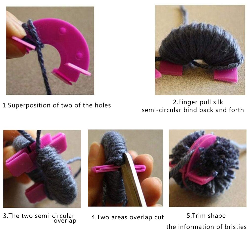 Pompom Maker 4 Stuks Verschillende Maten Pom-pom Maker voor Pluizenbol DIY Wol Breien Tool Craft Supplies