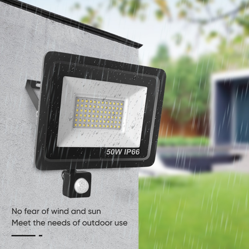 LED Floodlight RIP Motion Sensor IP66 Outdoor Waterproof 10W 20W 30W 50W 100W Garden Landscape Spotlight Gateway Wall Light