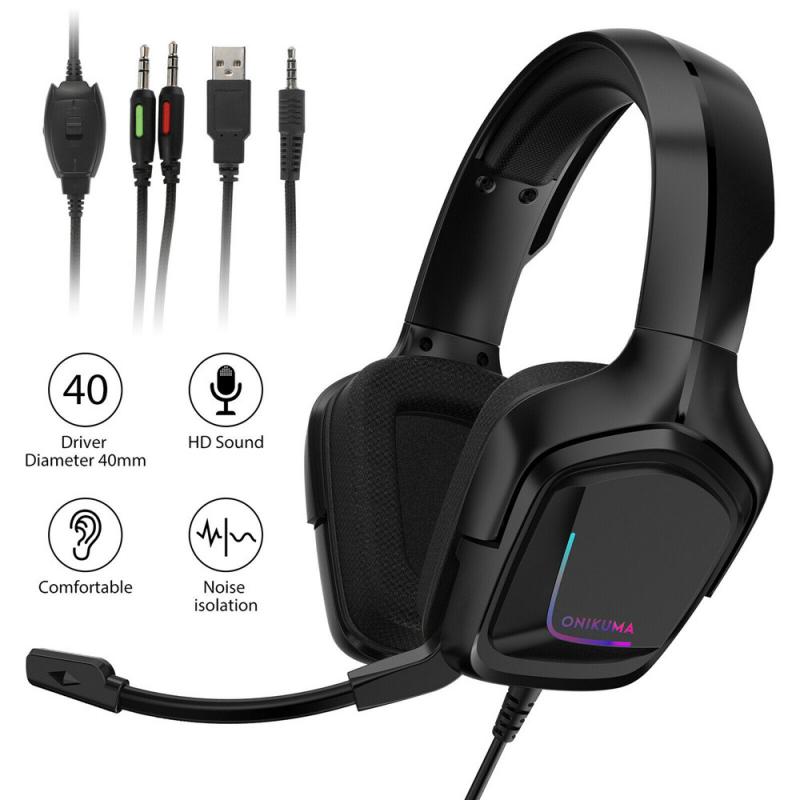 K20 Professionele Wired Led Light Gamer Headset Voor Xbox Computer PS4 Gaming Hoofdtelefoon Verstelbare Bass Stereo Pc Met Mic