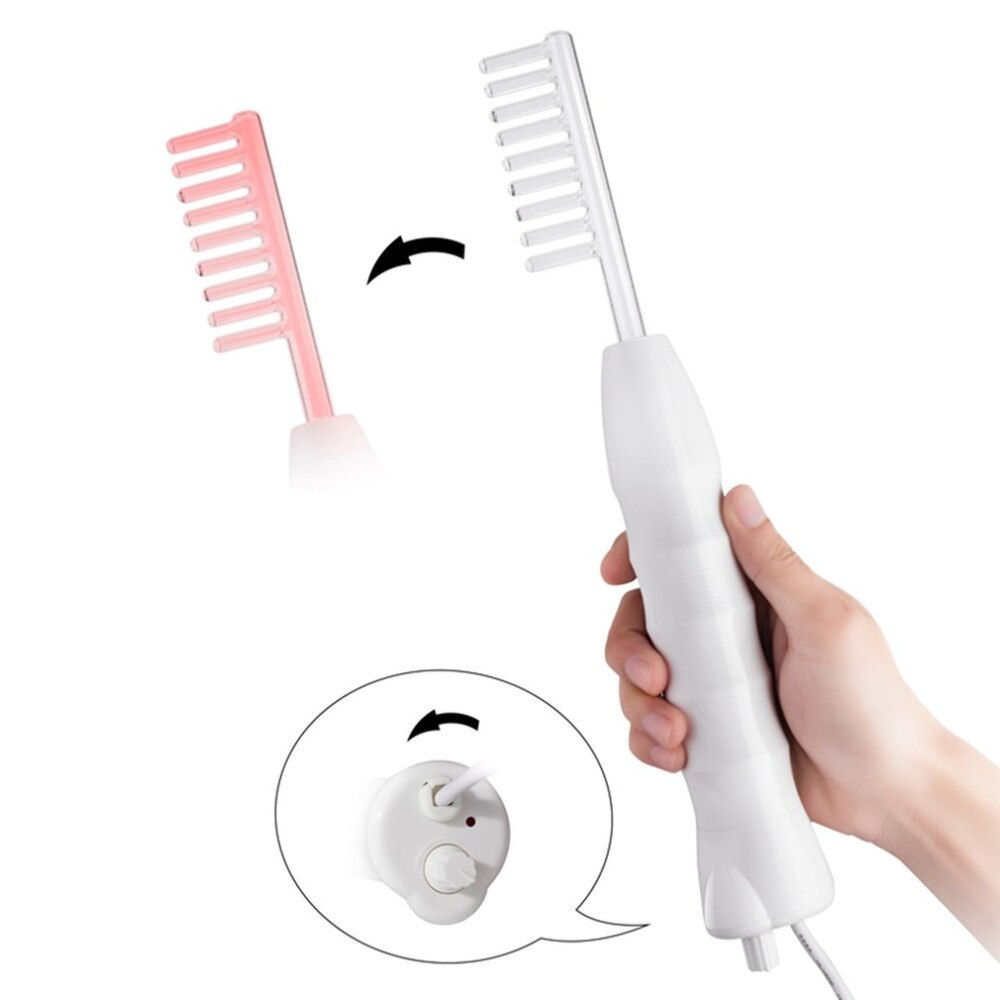 Portable High Frequency Straight hair comb D'arsonval Skin Tightening Acne Spot Remover Device
