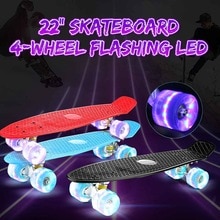 22 Inch Vier-Wiel Mini Longboard Pastel Kleur Skate Board Knipperlicht Skateboard Met Led Knipperende Wielen Retro Skateboard
