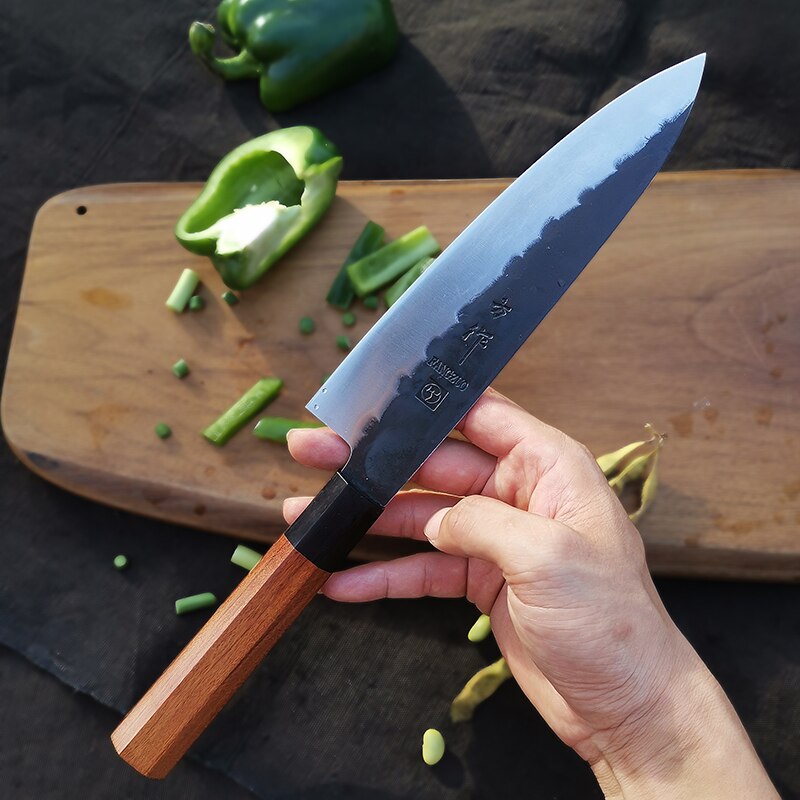 Fangzuo japanske kokknive håndlavede kiritsuke kniv køkken køkkenredskaber træskaft højkulstofsmedning