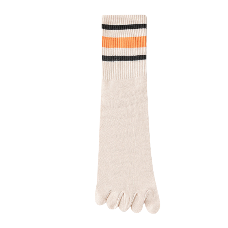 Calcetines de cinco dedos para hombre, calcetín medio informal cómodo de algodón antiolor con cinco dedos de corte bajo a rayas, calcetines deportivos de: Verde rojo