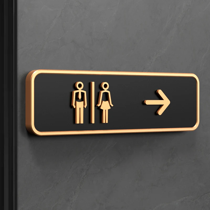 Washroom Signage Toilet Door Sign Bathroom Reminder Sign Acrylic Instruction Guide Sign Toilet Signage Mall Restaurant Hotel: Golden