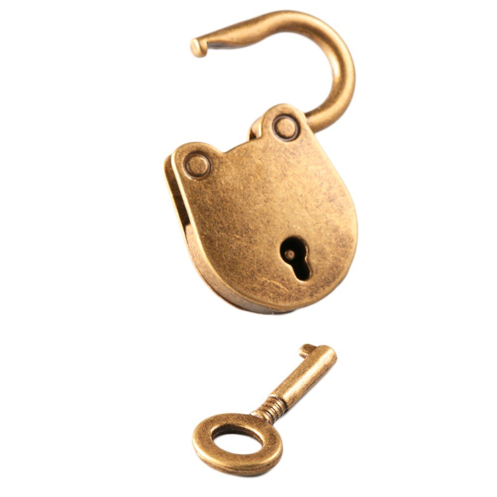 3 Stks/set Antiek Brons Plated Vintage Hangslot Sieraden Borst Doos Notebook Lock Bagage Riem Hangslot Met Sleutels