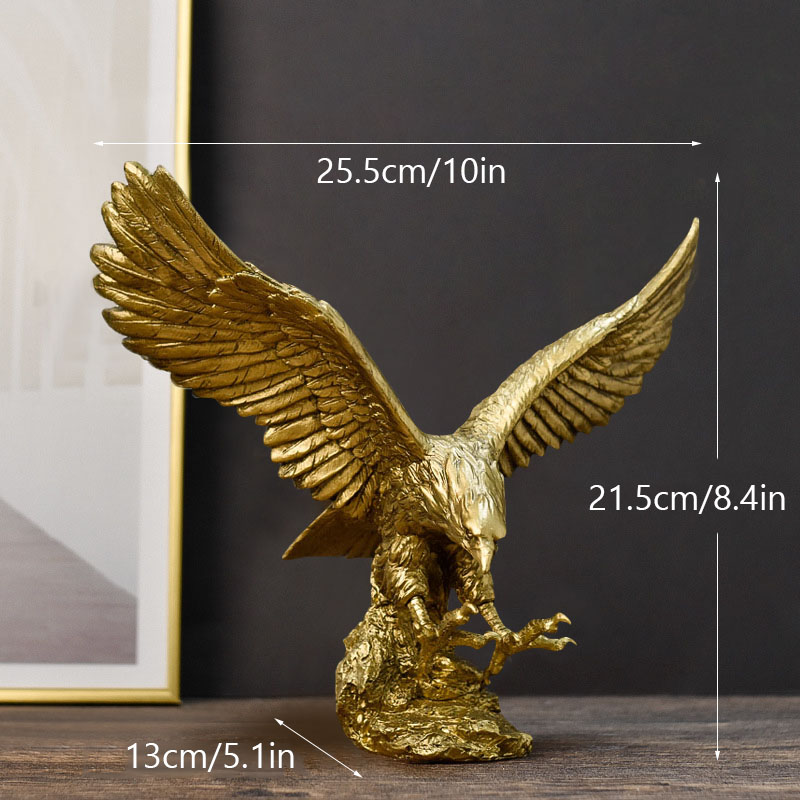 Estatua de águila dorada de resina americana de NORTHEUINS, colección de modelos artísticos de animales, adorno para el hogar, oficina, escritorio, figuritas de decoración Feng Shui: Gris oscuro