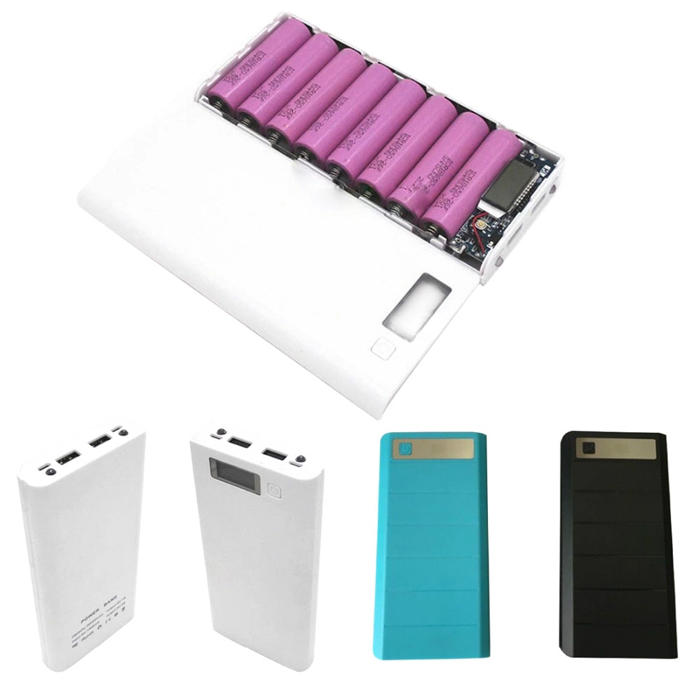 Centechia Draagbare USB Power Bank Shell Doos DIY USB Mobiele Power Bank Lader Case Pack 8 stks 18650 Batterij Houder LCD