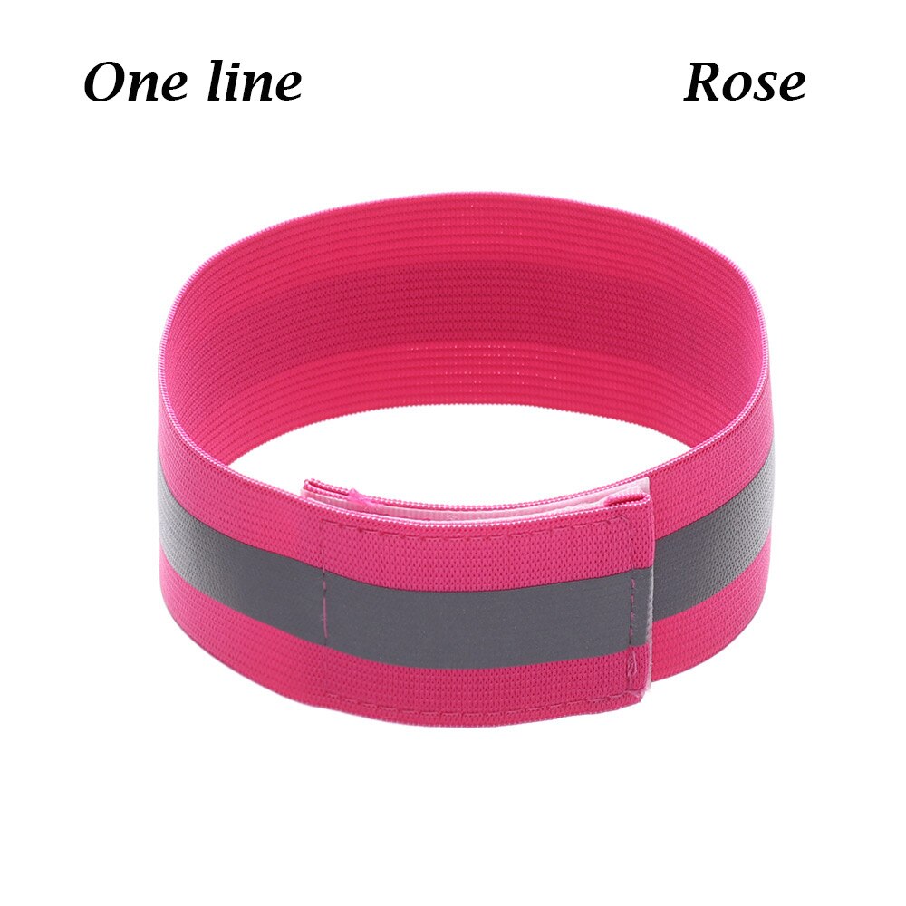 1 PC Fahrrad Reflektierende Streifen Warnung Armband Bike Reflektor Sicherheit Armbinde Laufen Radfahren Bind Hosen Hand Bein Reflektierende Band: one line - rose