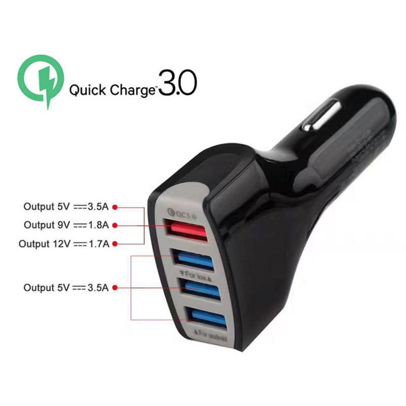 QC3.0 Autolader Auto Accessoires 4 Poorten Snelle Lader Usb Autolader Auto Usb Socket Adapter 12V 30W