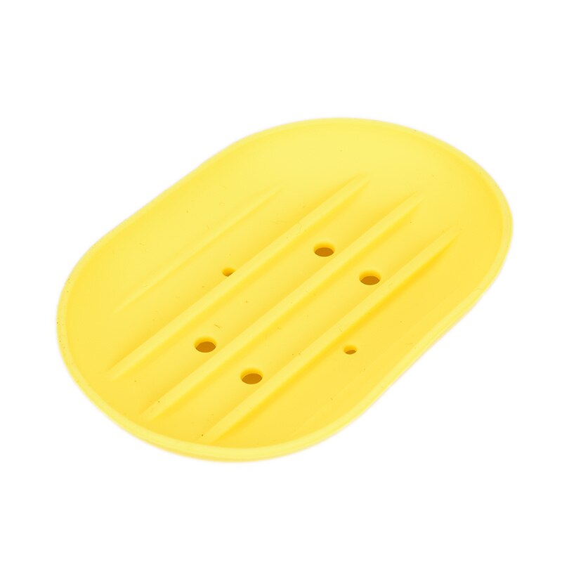 1pc Silicone Flexible Soap Dish Plate Bathroom Soap Holder Travel Holder Dish Candy Color Bathroom Soap Dish: yellow