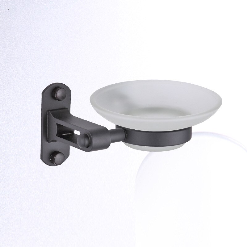 Zwarte Ruimte Aluminium Badkamer Hardware Handdoek Plank Handdoek Bar Papier Houder Doek Haak Zeepbakje Handdoek Ring: Soap Dish only