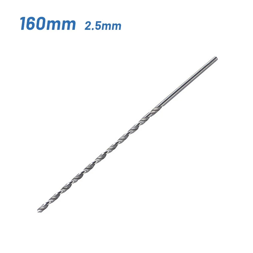 Herramienta eléctrica, broca de 160/200mm HSS de acero de alta velocidad Extra larga para plástico para madera, Particular extendido de 1,5/2,5/3,5/4,5/5,5mm: Plata