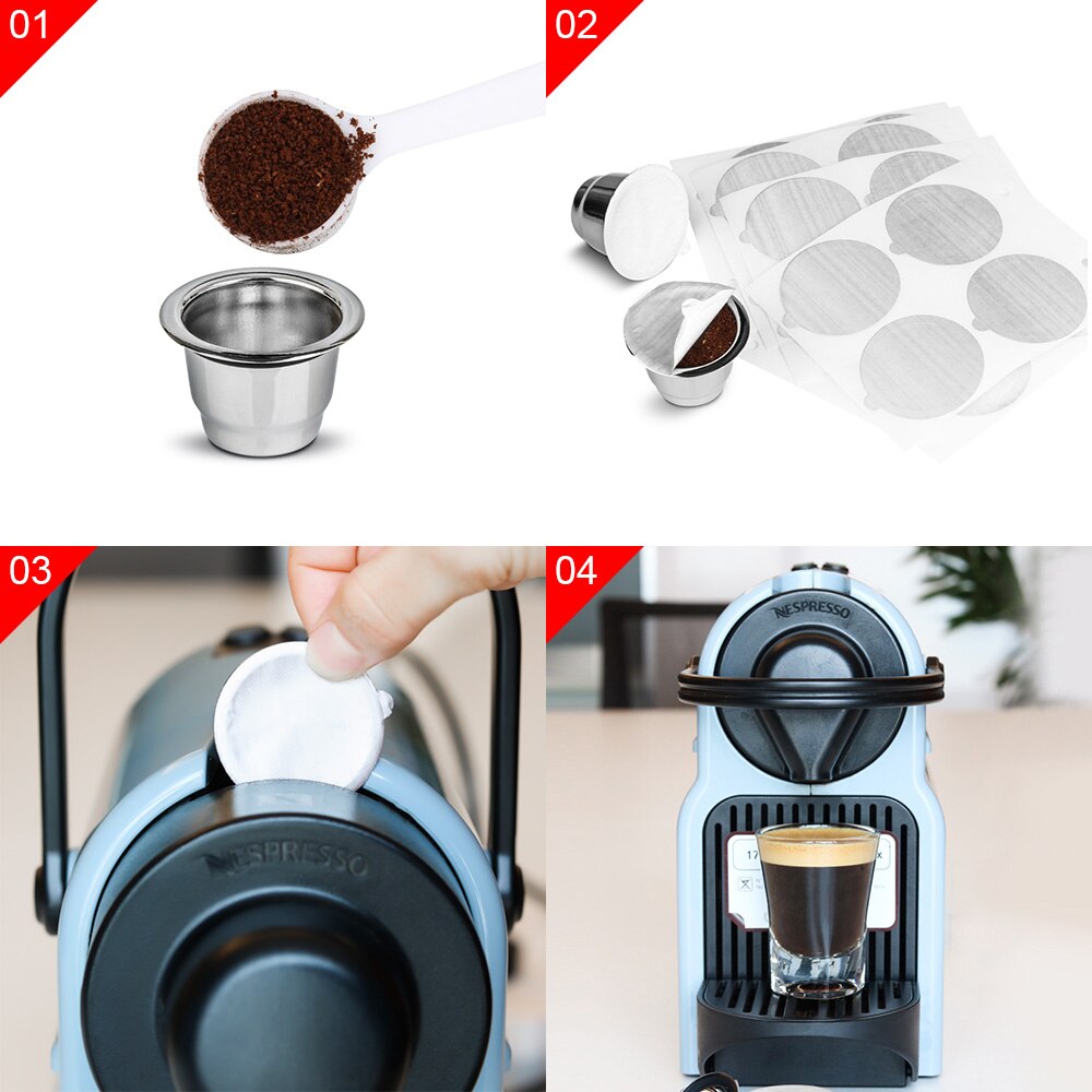 2 Pods 100 Seals Rvs Hervulbare Nespresso Capsule Herbruikbare Nespresso Machine Espresso Koffiezetapparaat Cup Filter