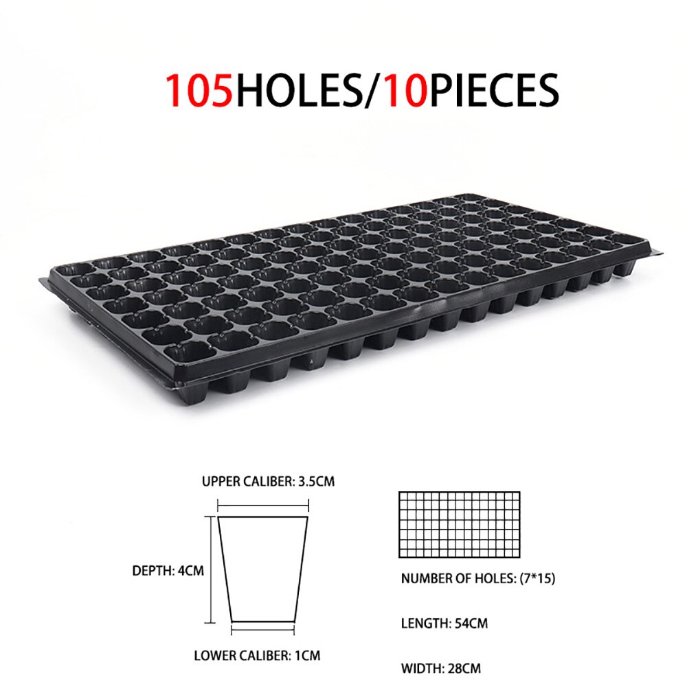 10Pcs Cells Seedling Starter Tray Extra Strength Seed Germination Plant Flower Pots Nursery Grow Box Propagation For Gardening: 105holes 10pcs