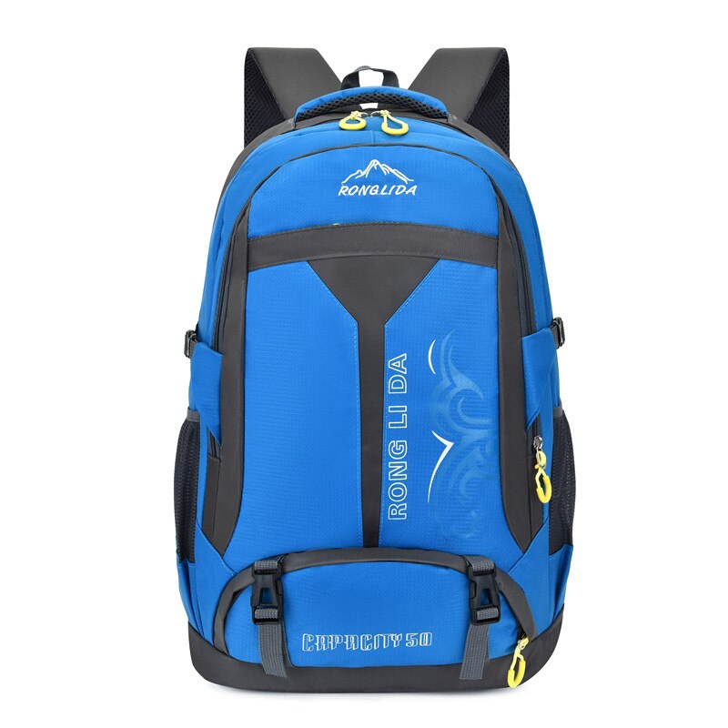 50L unisex men's backpack travel back pack sports bag Nylon outdoor trekking hiking rucksack Climbing Camping backpack for male: blue