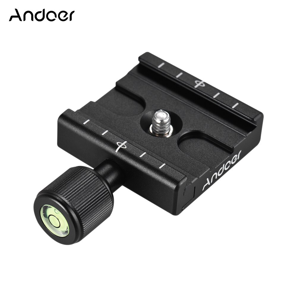 Andoer QR-50 Aluminum Alloy Quick Release Plate Clamp Adapter with Bubble Level for Arca Swiss RRS Wimberley Tripod Ball Head