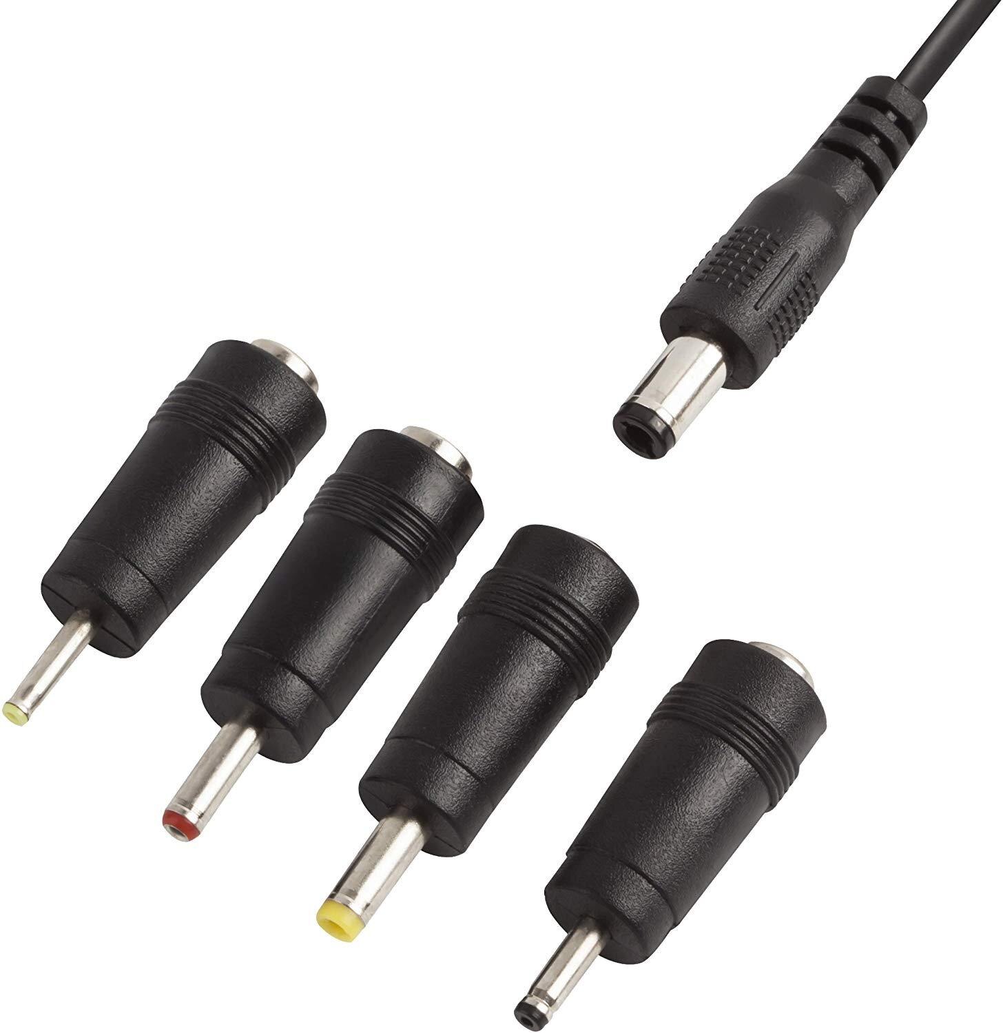 Dc-kontakter för små elektronik och enheter universal 5.5 x 2.1mm jack  to 4 pluggar 4.0 x 1.7mm, 3.5 x 1.35mm, 3.0 x 1.1mm, 2.5 x 0.7mm med 1x kablar 5.5 x 2.1mm till usb  (4 tips  +1 kabel ),3ft