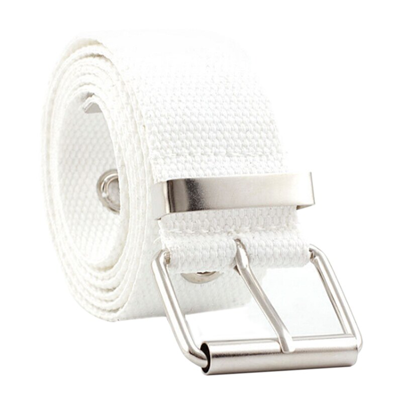3.8cm Female Belt Canvas Women's Harajuku Waistband Metal Buckle Eyelet Belt Waist Black White Red Wide: white
