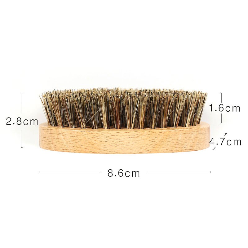 Brush Boar Hair Bristle Beard Brush Round Wood Shaving Comb Face Massage Handmade Mustache Brush