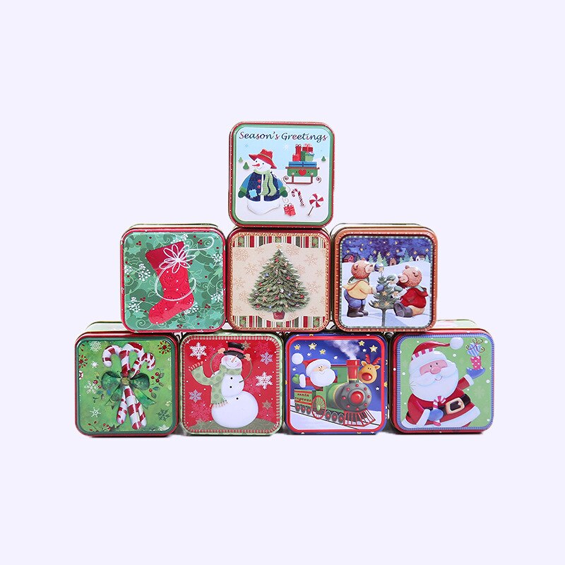 Christmas Tin Box Package Wedding Party Candy Baking Cookies Biscuit Case Container Christmas Decoration for Home