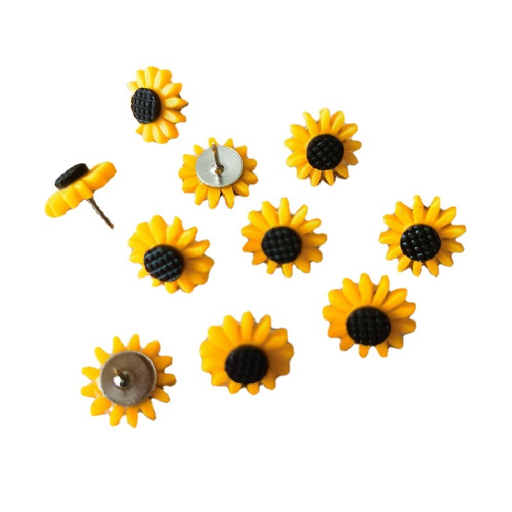 Sunflower Shape Push Pins Decoration Tack Board Bulletin Board Pins PushPin Drawing School Office Binding Supplies