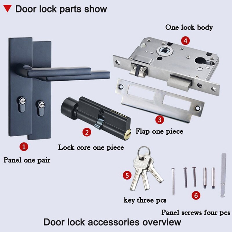 Moderne stil aluminiumslegering mat sort dørhåndtag dørhåndtag med låsetaster dørtræk hardware møbler træk