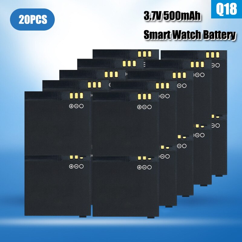 Montre connectée Q18, batterie Lithium-ion, 500mAh, 3.7V, Rechargeable, rechange, polymère: 20pcs