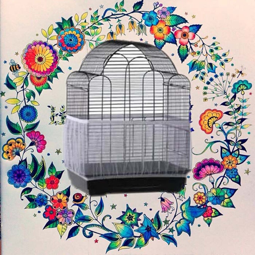 Birdcage Covers Soft Airy Bird Cage Seed Catcher Stretchy Nylon Mesh Net Cover Parrot Cage Skirt Schaduw Doek 132cm-250cm @45