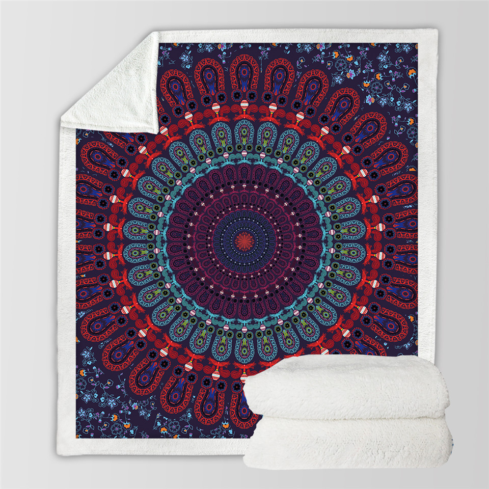 BeddingOutlet Mandala couverture pour adultes microfibre bohème en peluche Sherpa jeter couverture sur lit mince couette cobertor literie