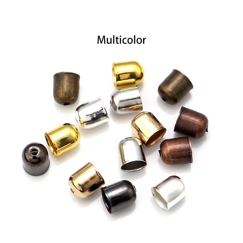 Lote de 50-100 unidades de tapas de borla de Punta final, cordones de cuero, pulseras, hebilla, engarce de cuentas para fabricación de joyas, 4, 5, 6, 7, 8 y 10mm