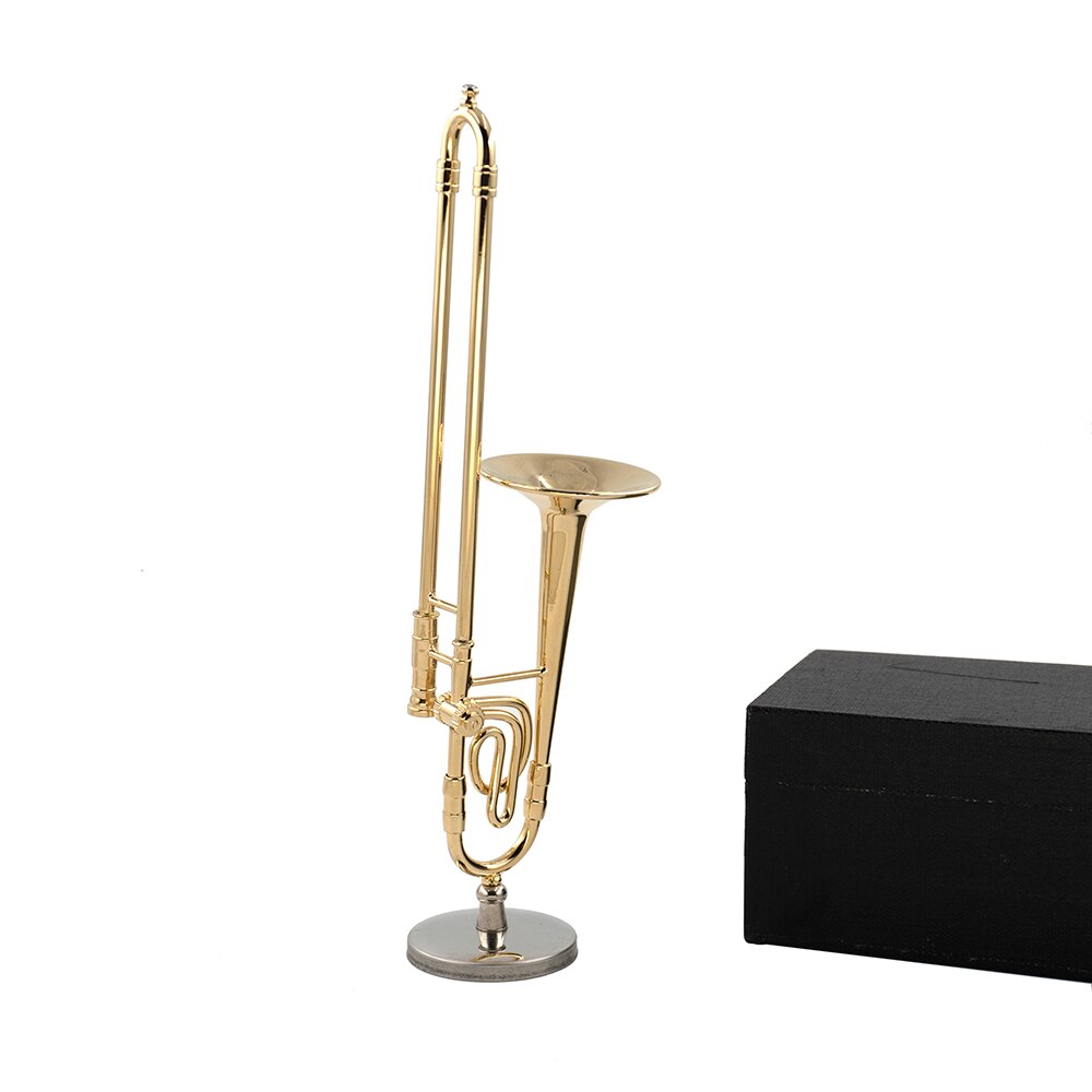 Modèle de Trombone Miniature en cuivre pur de 11cm, Mini Instrument de musique avec Support