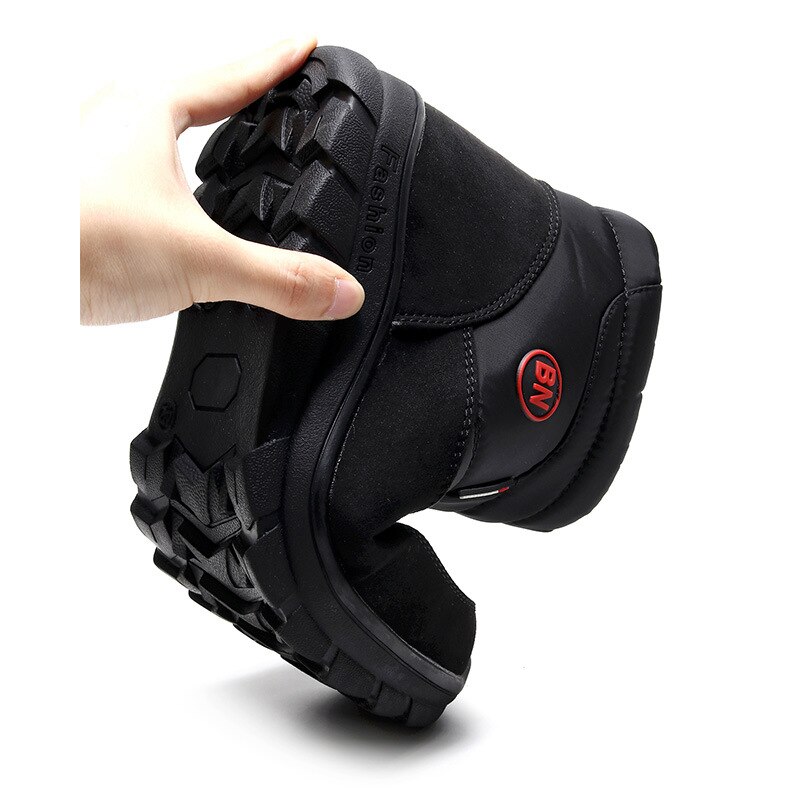 Botas de neve grossas de inverno sapatos de algodão masculino antiderrapante sola impermeável superior de meia idade sapatos de caminhada com zíper grande tamanho