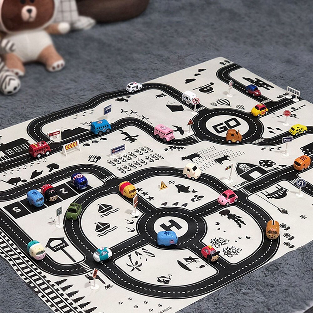 Moderne Stijl Auto Stad Scène Taffic Snelweg Kaart Play Mat kinderen tapijten Kruipen Mat Educatief Speelgoed Voor Kinderen Games Road tapijt