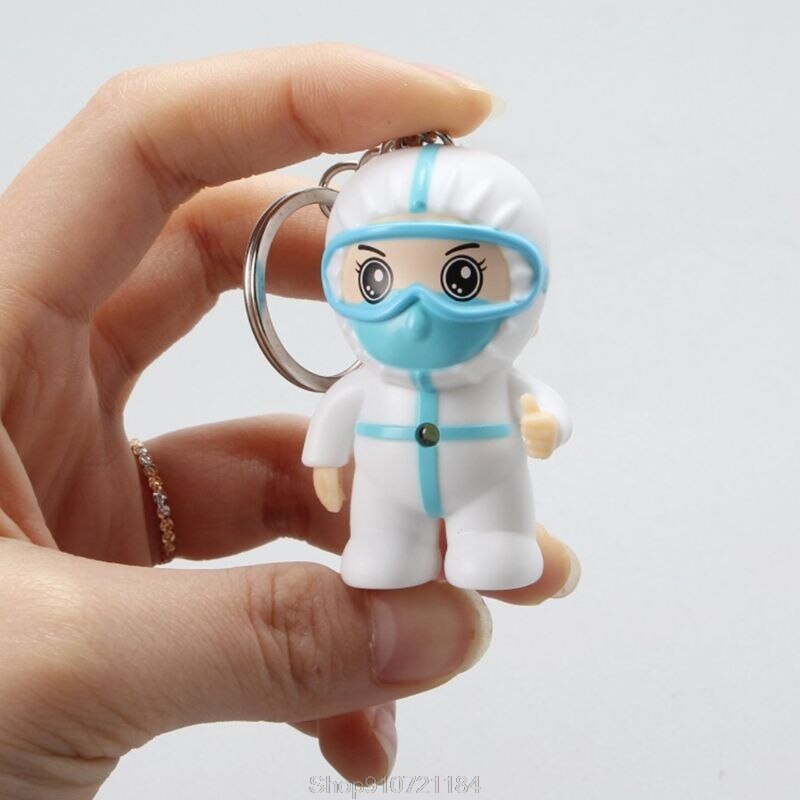 Anti-epidemi souvenir hvid engel nøglering tegneserie sygeplejerske nøglering vedhæng med krog taksigelses legetøj  n12 20