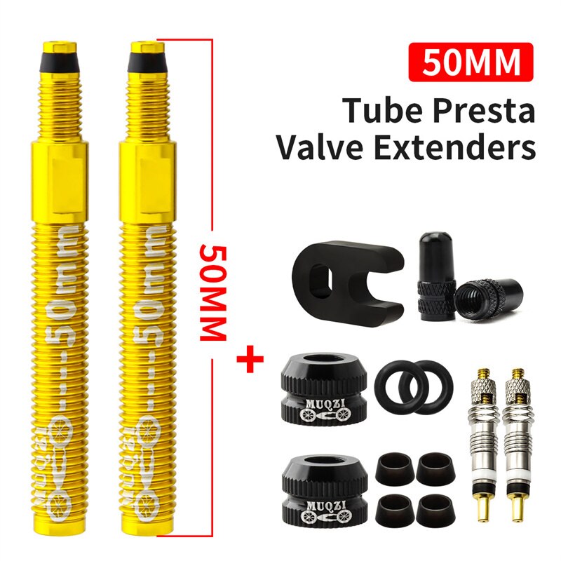 Rower zawór Presta Extender Clincher opon wymienny zawór dętka rozszerzenie Adapter zaworu z podstawowe narzędzie akcesoria rowerowe: Removable 50mm Set2