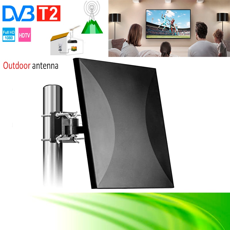 T2 Outdoor amplified digital high-definition TVantenna with high gain amplifier 150 miles long distance support 4K 1080P UHF VHF