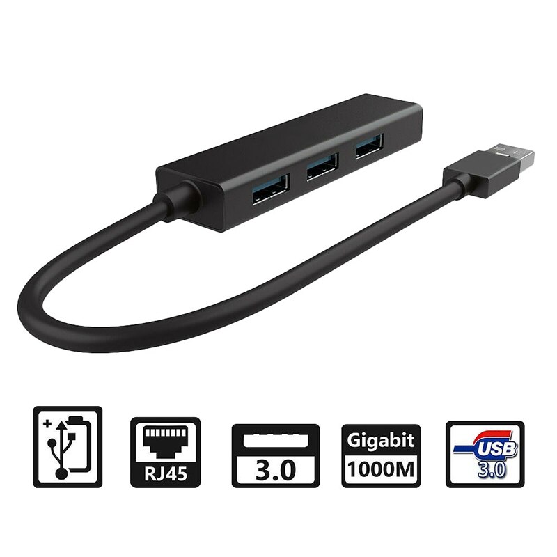 Usb 3.0 gigabit ethernet lan  rj45 1000 mbps netwerkadapter 3 -poorts hub voor mac-pc