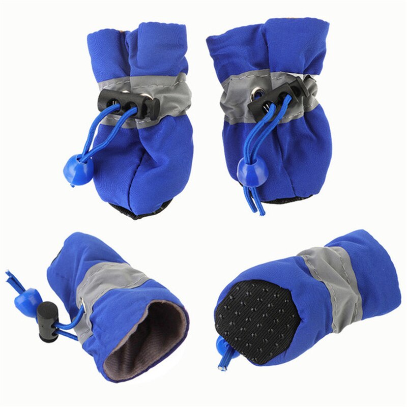 Dog Shoes Warm Anti-slip Rain Snow Boots Small Dogs Socks Booties Waterproof Polyester Winter Pet Supplies Pet Shoes: Blue / S