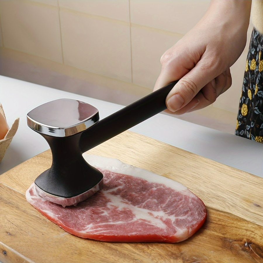 Robuuste keukenvleesvermalserhamer met rubberen handgreep, roestvrijstalen kop voor moeiteloos beukken en zachtmaken: Default Title