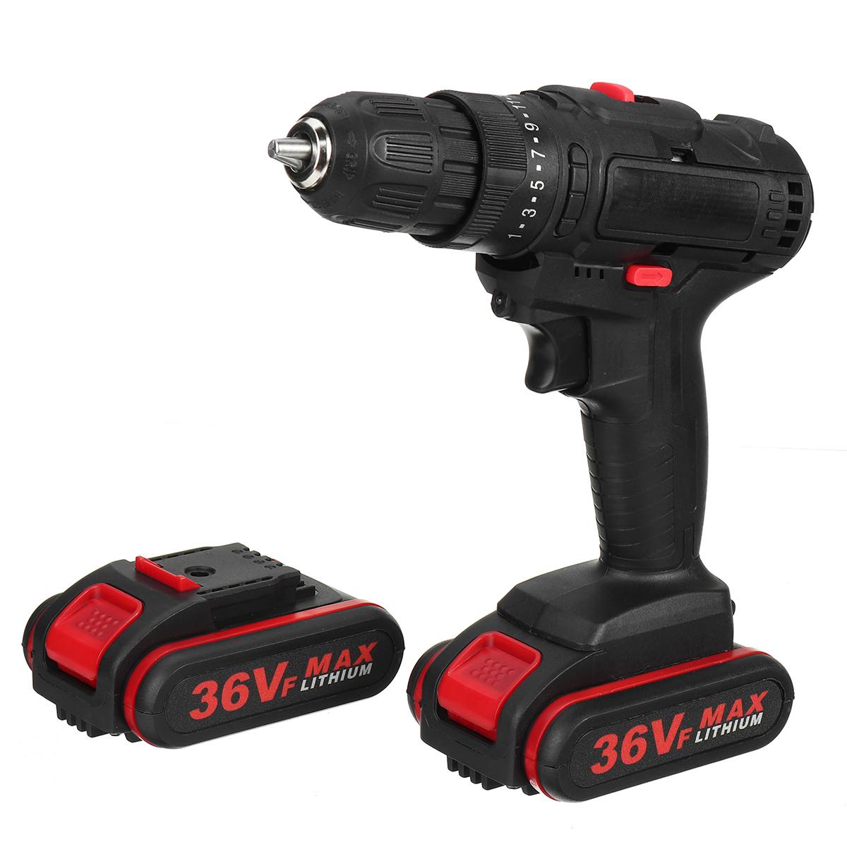 36V Cordless Drill Electric Screwdriver Drill 25+3 Torque With 2Pcs Battery Electric Hammer Impact Drill Power Tool