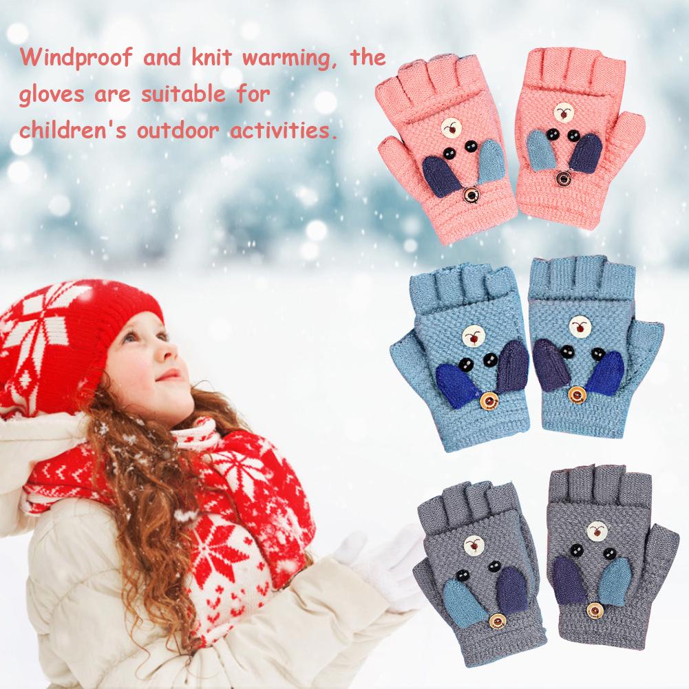 Quente sale1 par de moda crianças dos miúdos das mulheres dos homens inverno manter quente doce malha conversível flip top fingerless luvas