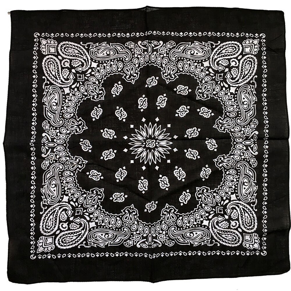 Bandana negra Unisex de mezcla de algodón estilo Hip Hop, cinta de pelo adorno de cabeza, pañuelo para cuello y muñeca, pañuelo cuadrado mágico para la cabeza