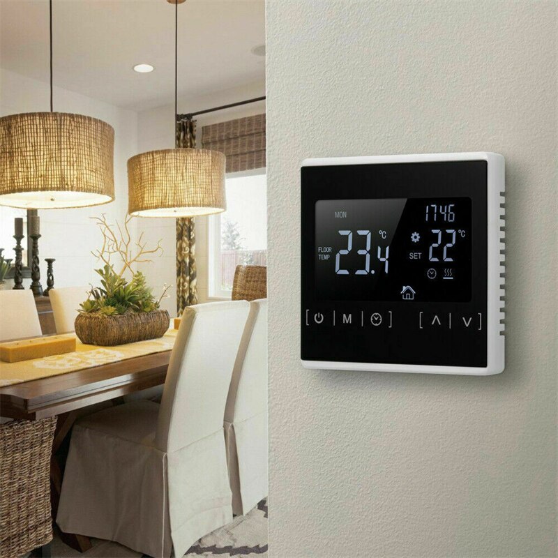Electric LCD Screen Programmable Heating Room Thermostat Digital Smart Electric Room Floor Heating Thermostat Black Back Light