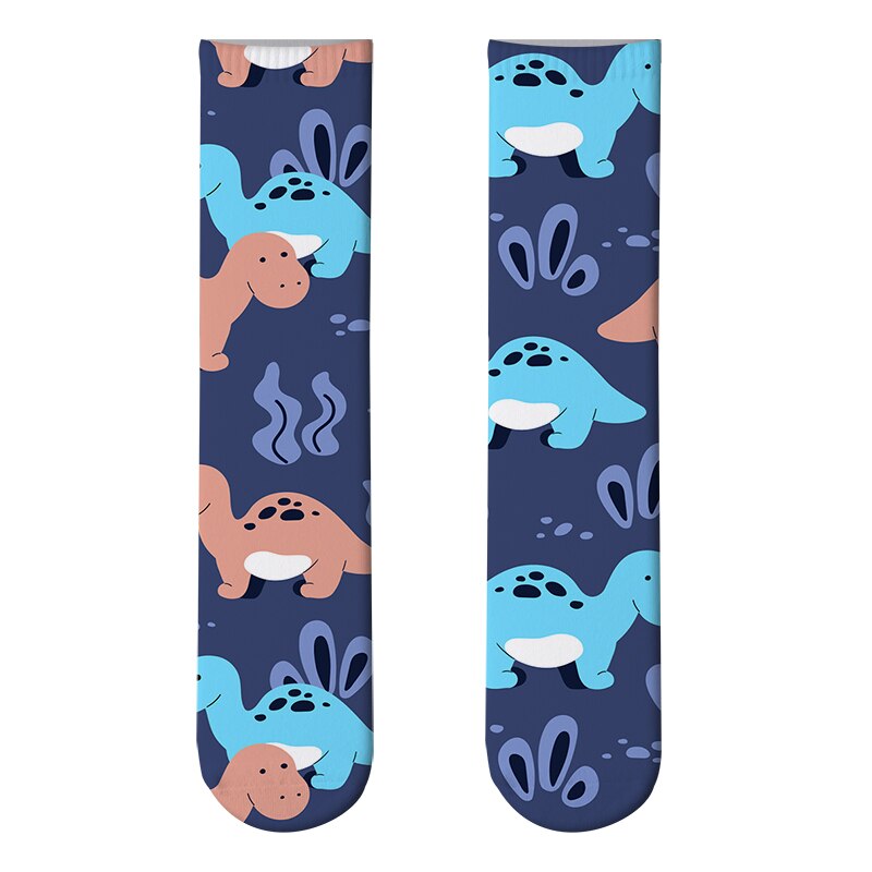 3D Printed Women Long Socks Outdoor Sports Cotton Breathable Elastic Compression High Knee Socks School Students Calf Socks