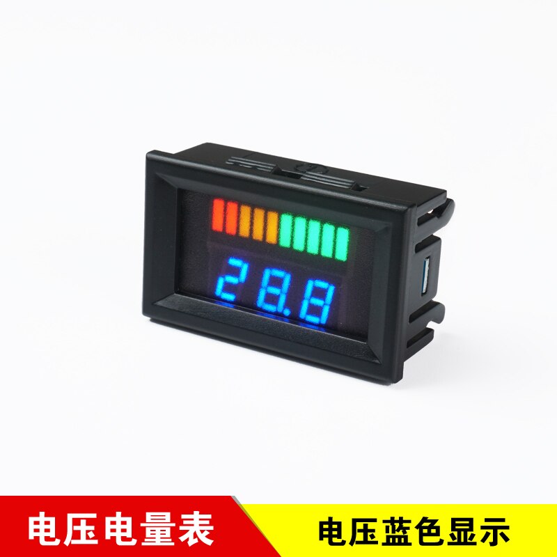 Double display electric vehicle voltmeter battery level display 7-100V General suitable for lithium lead acid battery: Blue Display