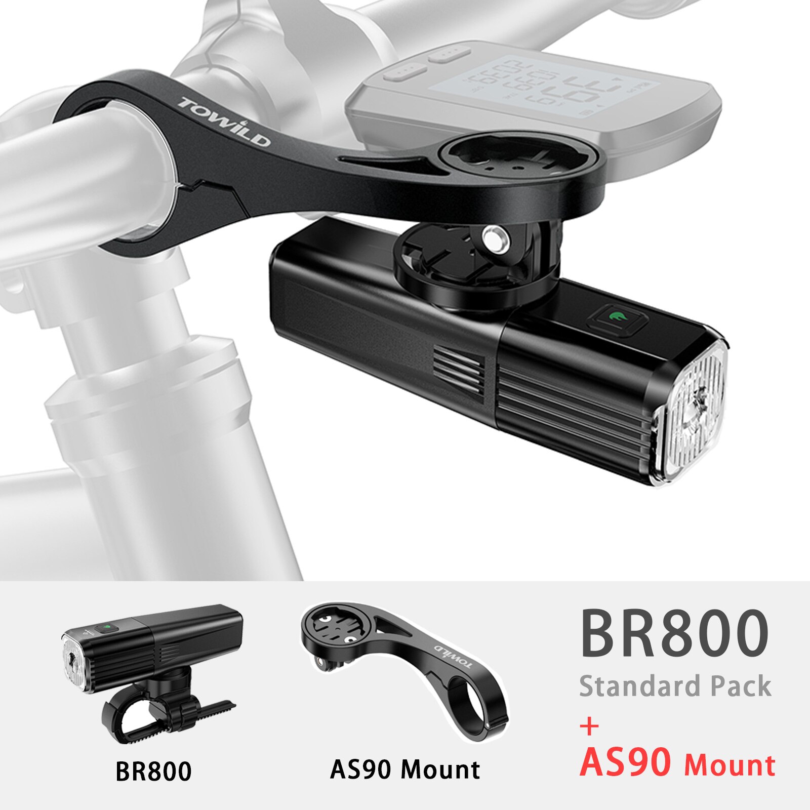 Towild BR800 Fahrrad Licht mit Schwanz licht Regendicht USB Aufladbare LED MTB Vorderseite Lampe Scheinwerfer Aluminium Ultrali: BR800 S90