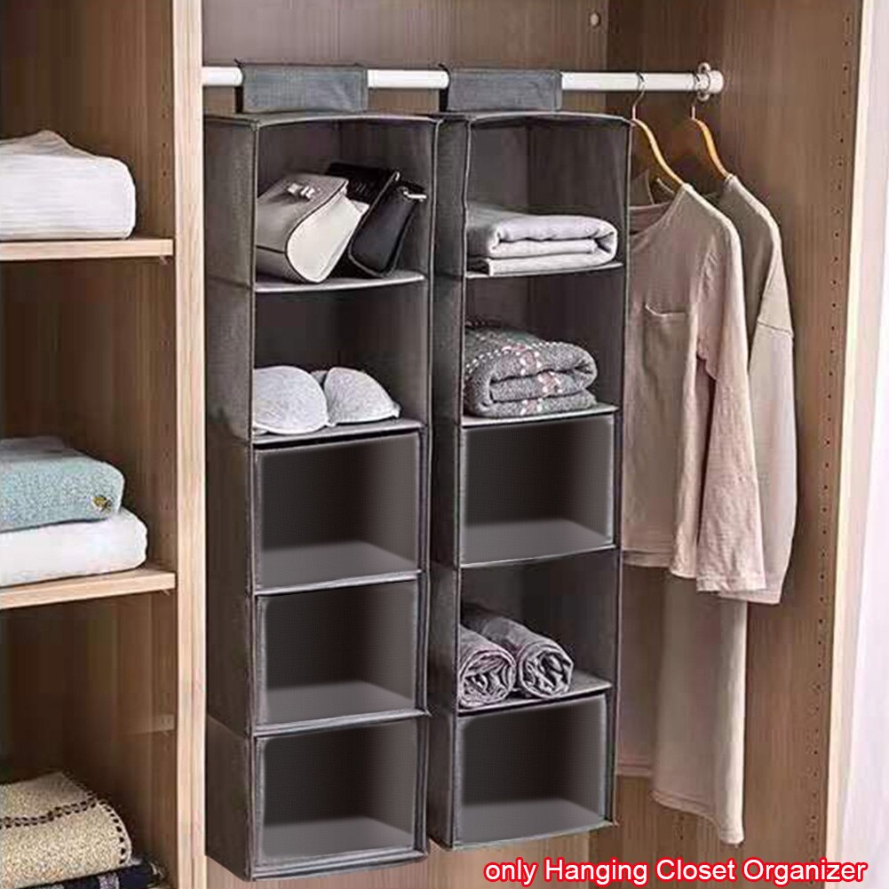 5 Shelf Home Wardrobe Storage Large Capacity Hanging Closet Organizer Foldable Collapsible Multifunction Bedding Nursery Room