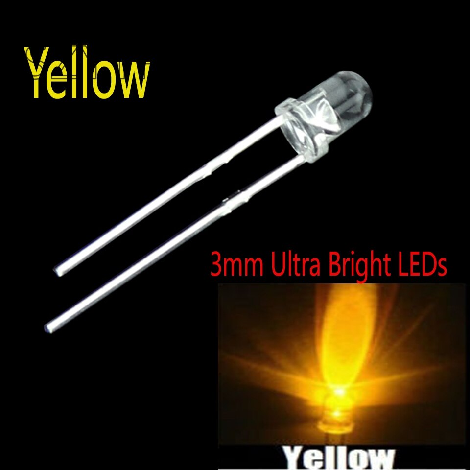 100pcs/ 3mm Round Super Bright Yellow LED light Diode Kit for Arduino